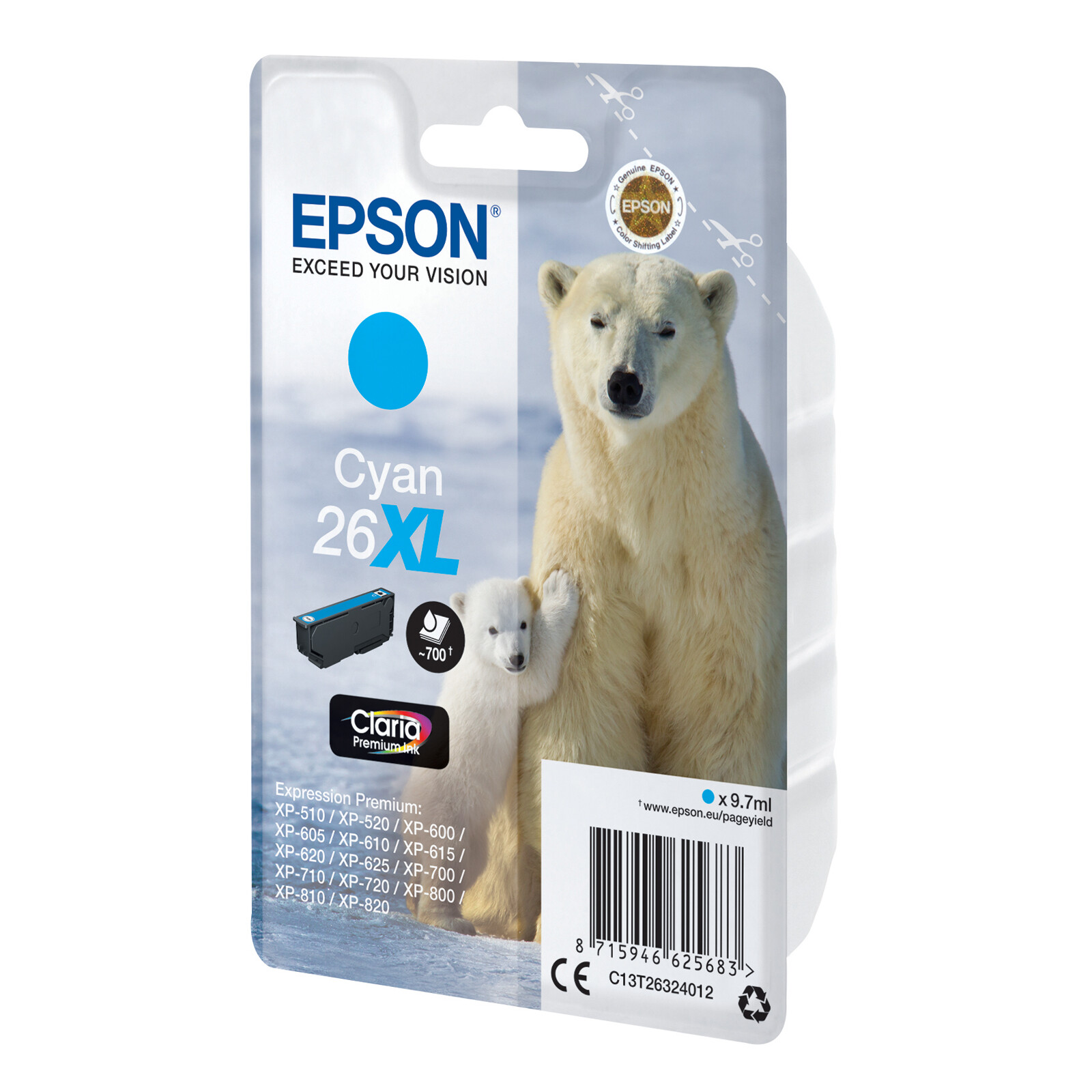 Epson 26XL T2632 Tinte Cyan 9,7ml