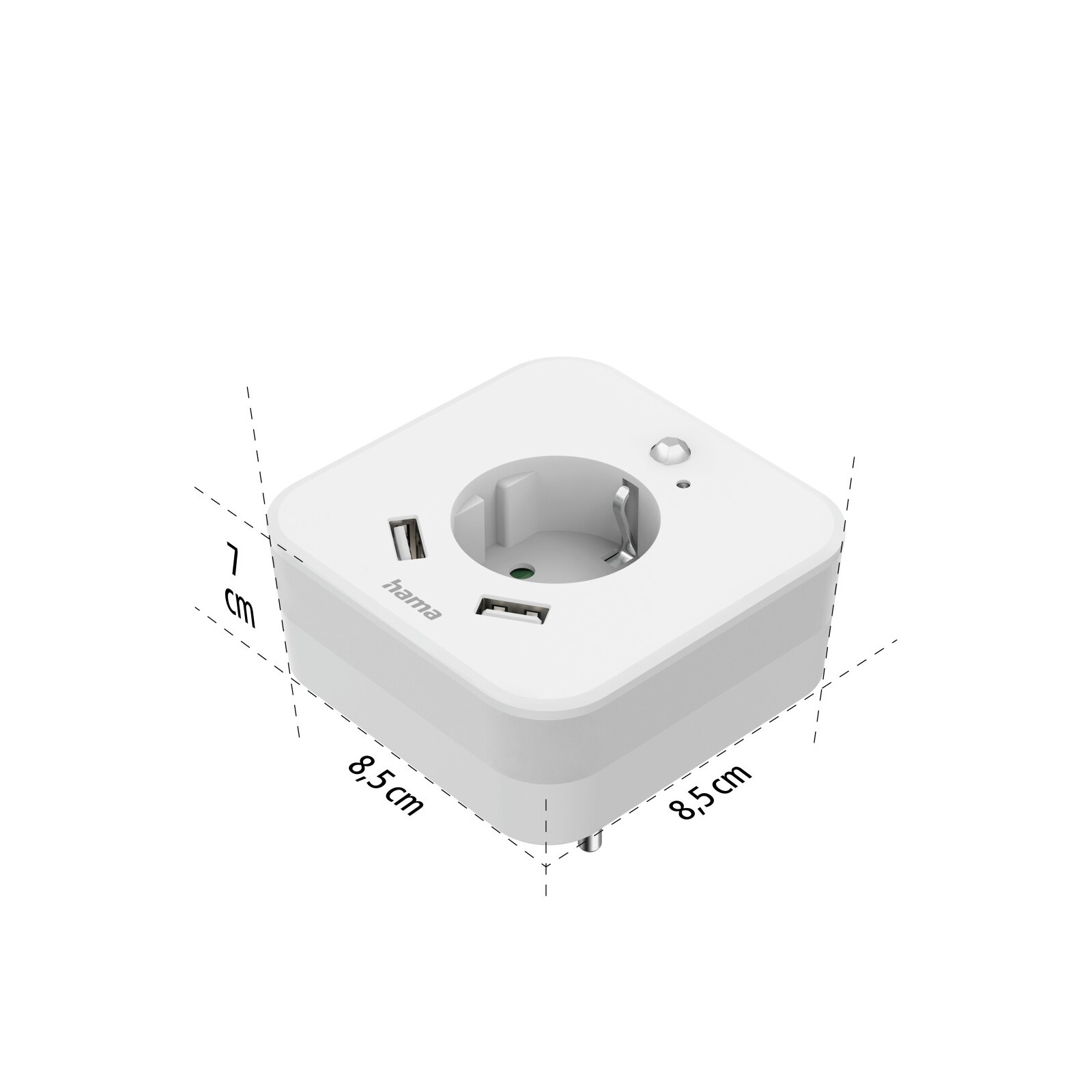 Hama LED-Nachtlicht mit Steckdose 2 USB-Ausgänge