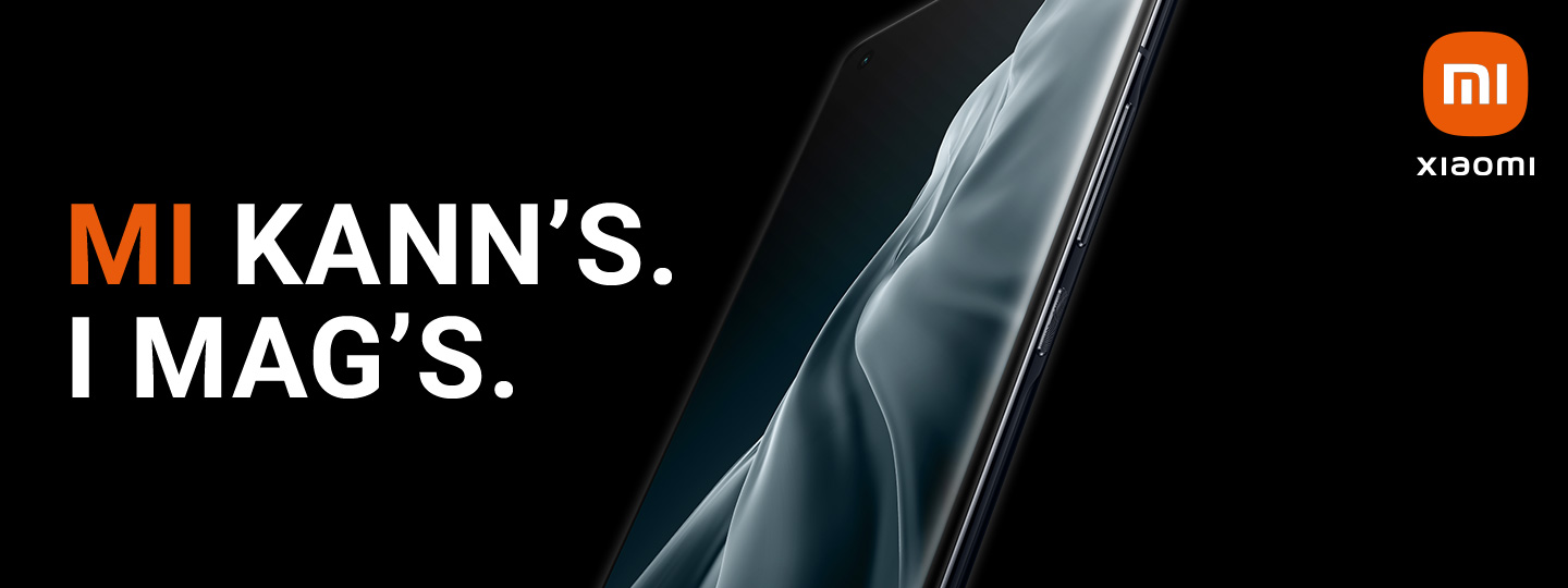 ein Xiaomi Smartphone von Hartlauer auf schwarzem Hintergrund
