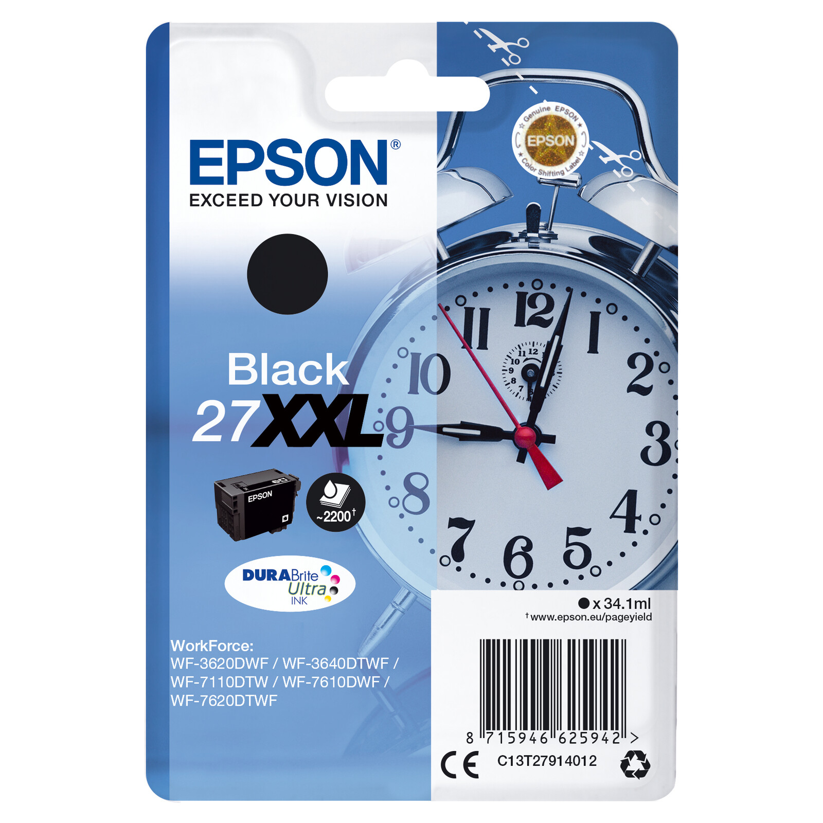 Epson 27XXL T2791 Tinte Black 34,1ml