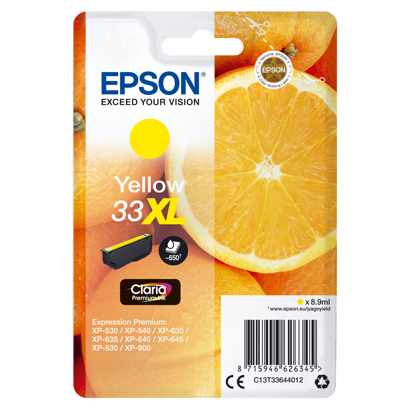 Epson 33XL T3364 Tinte Yellow 8,9ml
