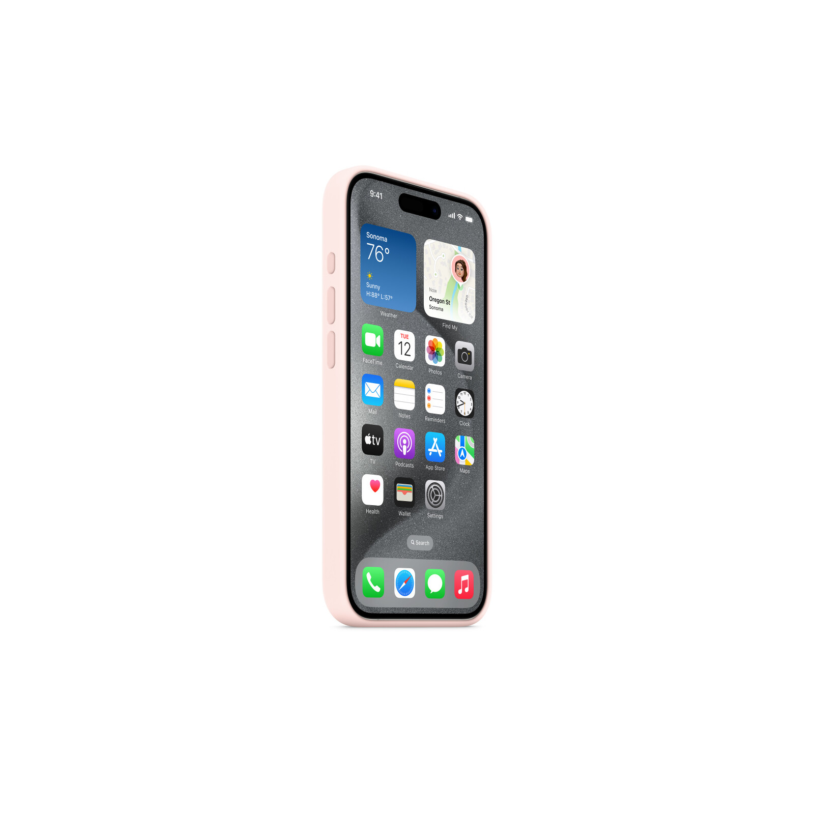 Apple iPhone 15 Pro Silikon Case mit MagSafe light pink