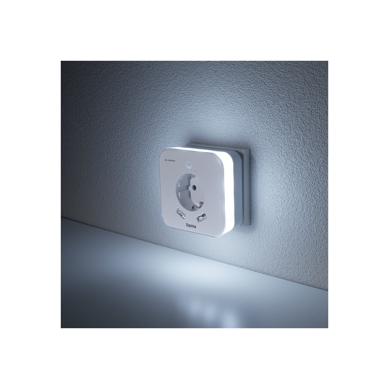 Hama LED-Nachtlicht mit Steckdose 2 USB-Ausgänge