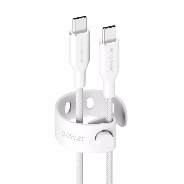 empower by PanzerGlass® Racing 60W USB-C/USB-C Kabel 1,2m Silber Weiss
