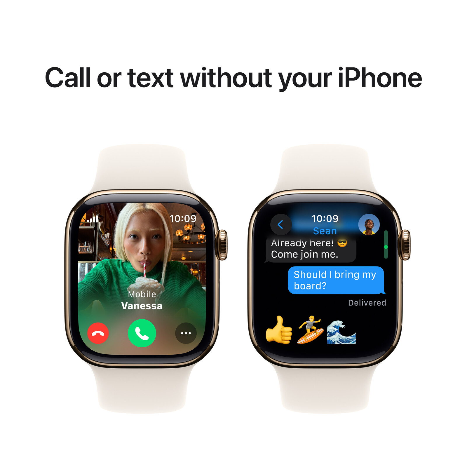 Apple Watch S10 LTE 42mm gold Titanium Case + starlight S/M