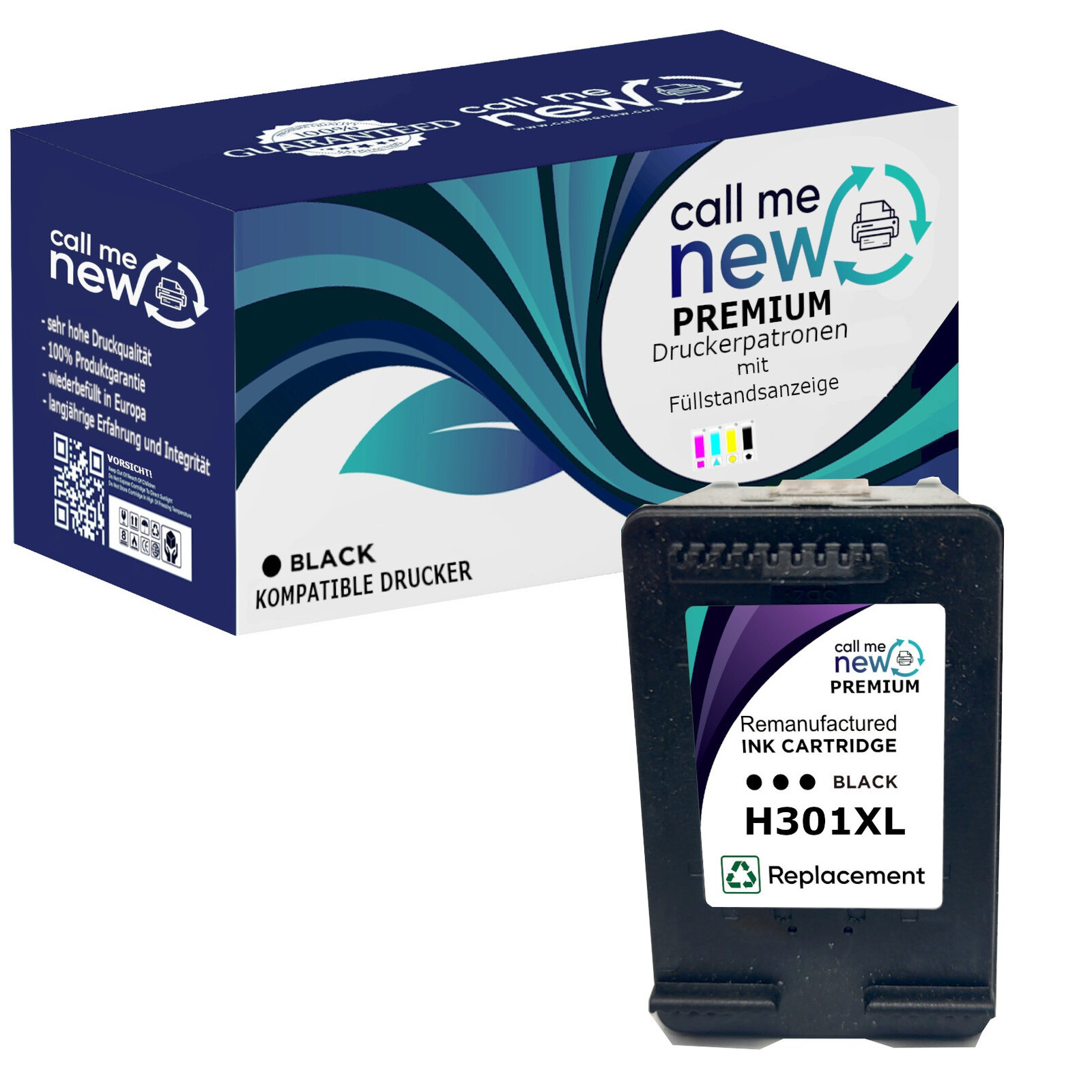 CMN Premium aufber. Tintenpatrone für HP301XL schwarz