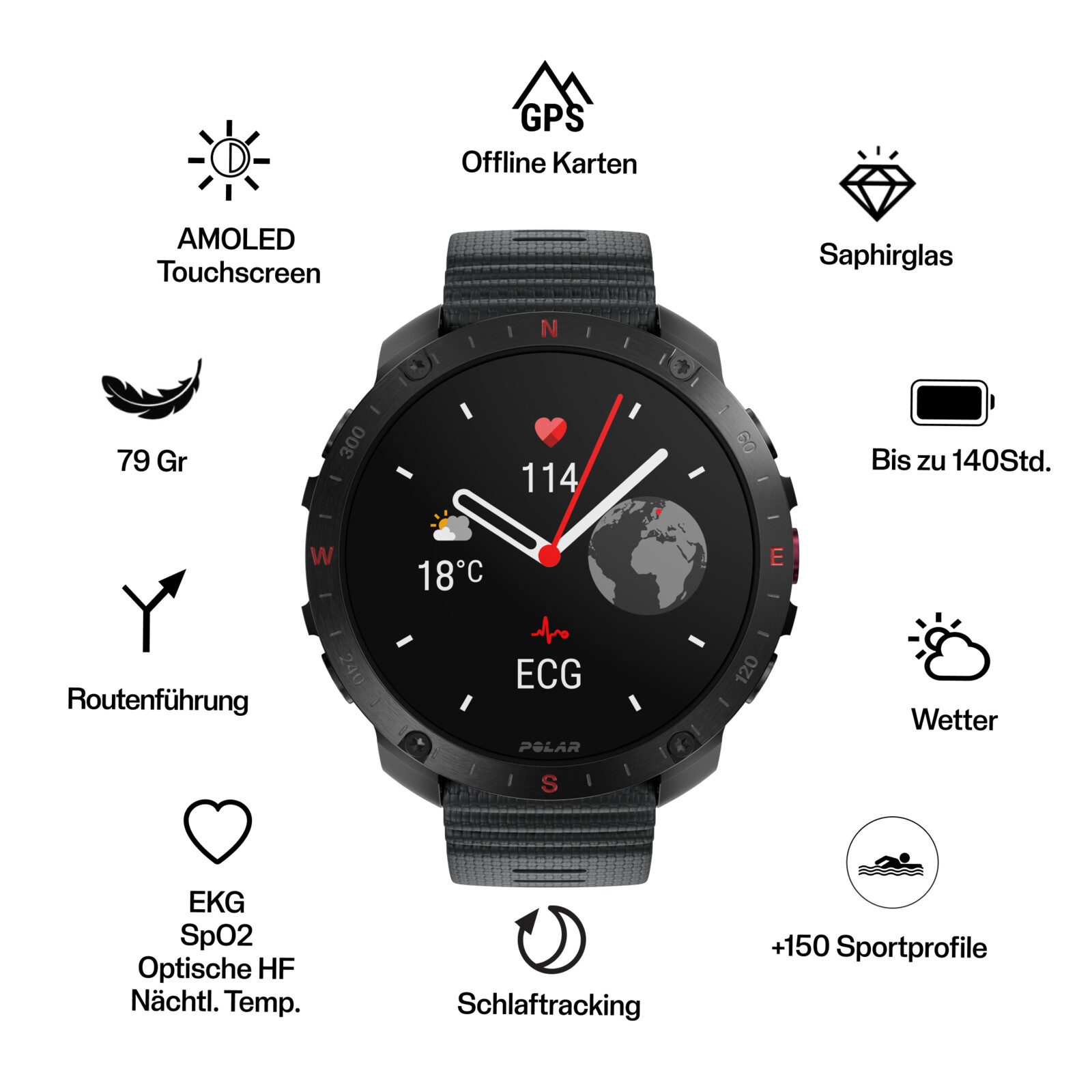 Polar Grit X2 Pro schwarz S/L HR