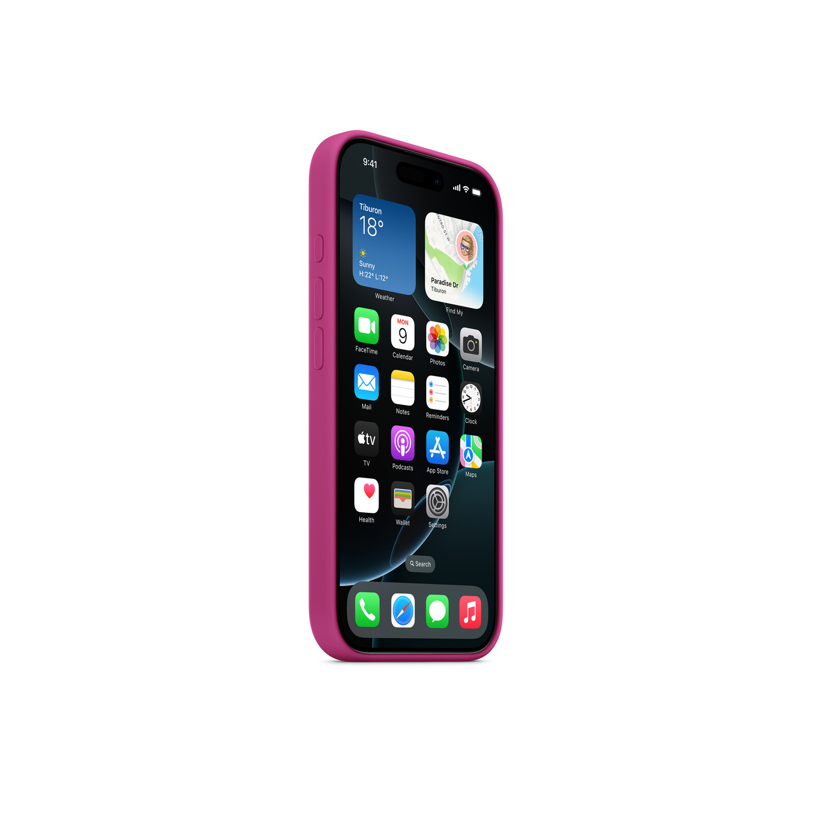 Apple iPhone 16 Pro Silikon Case mit Magsafe fuchsia 