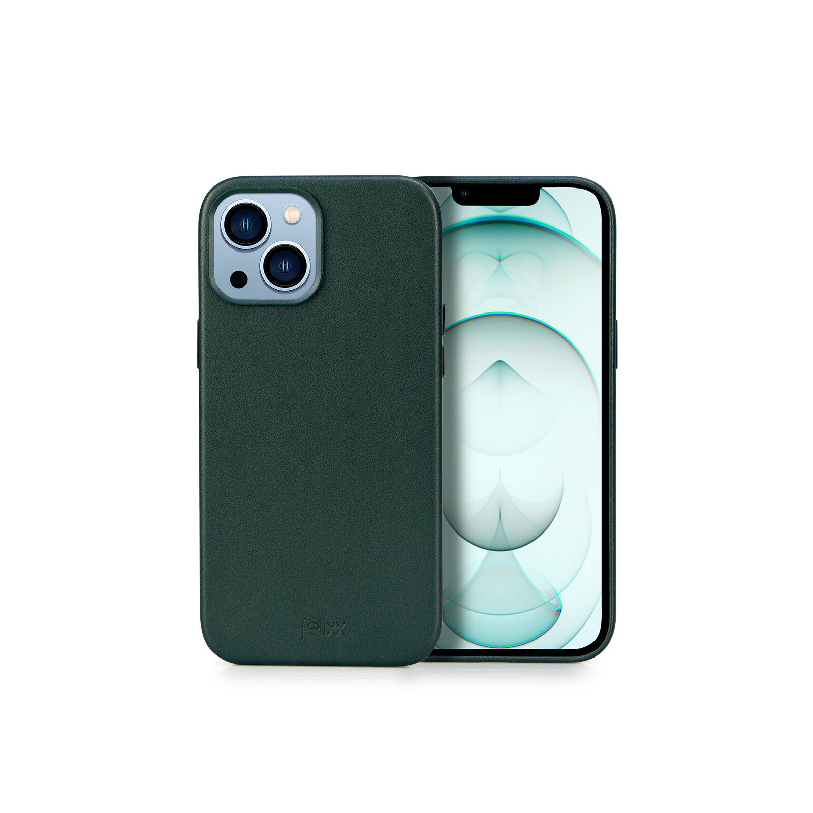 Felixx Back Cover Leder Apple iPhone 15 dunkelgrün