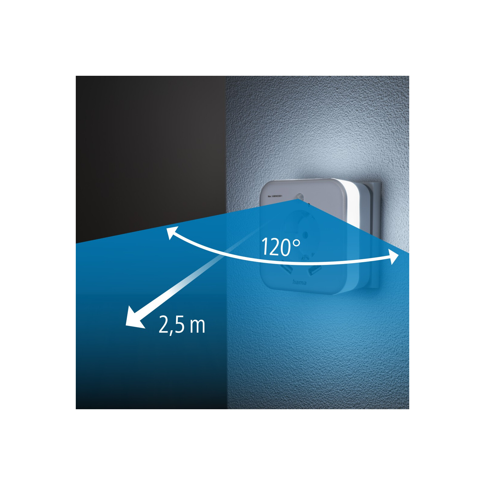 Hama LED-Nachtlicht mit Steckdose 2 USB-Ausgänge