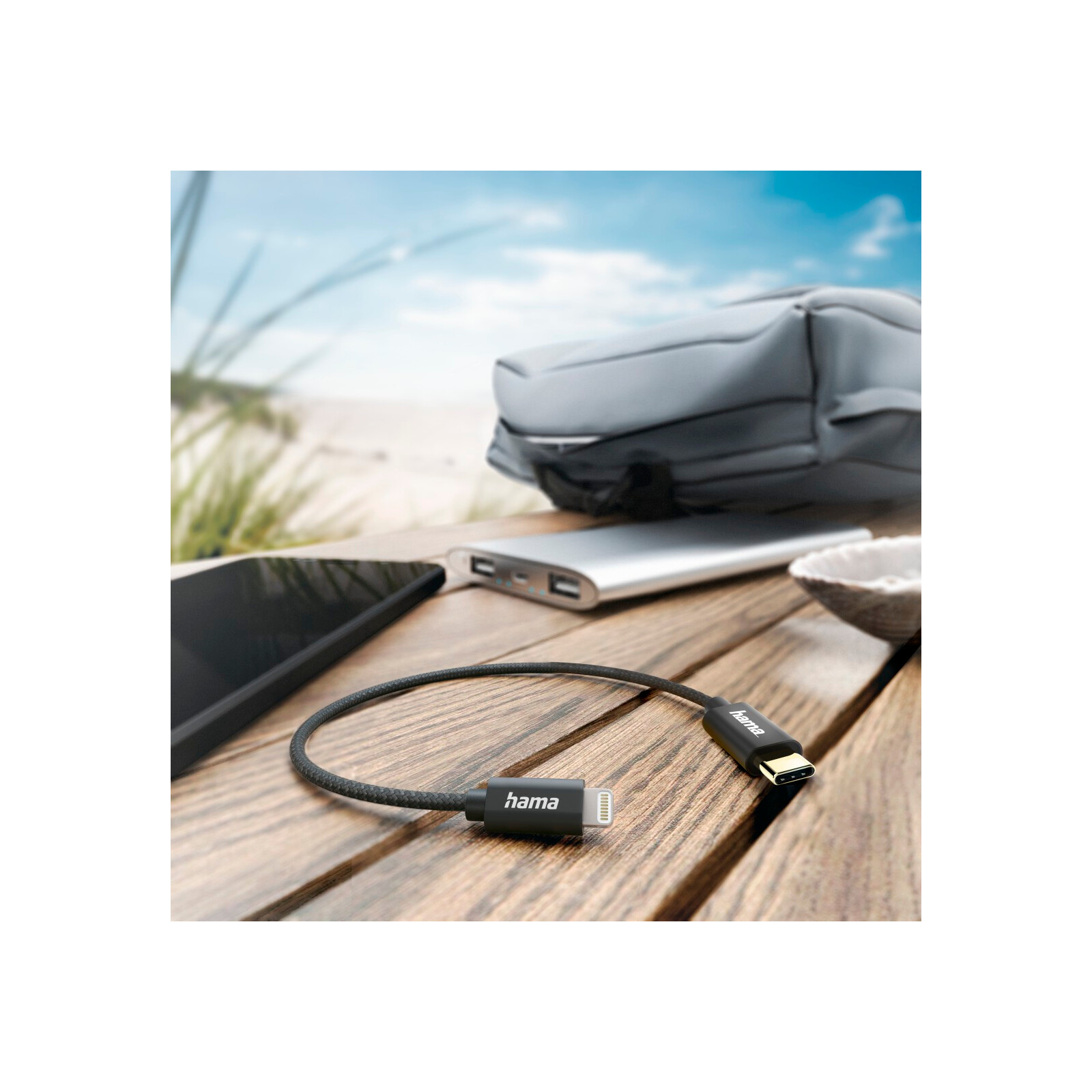1 Ladekabel USB Type-C Lightning 0,2m schwarz