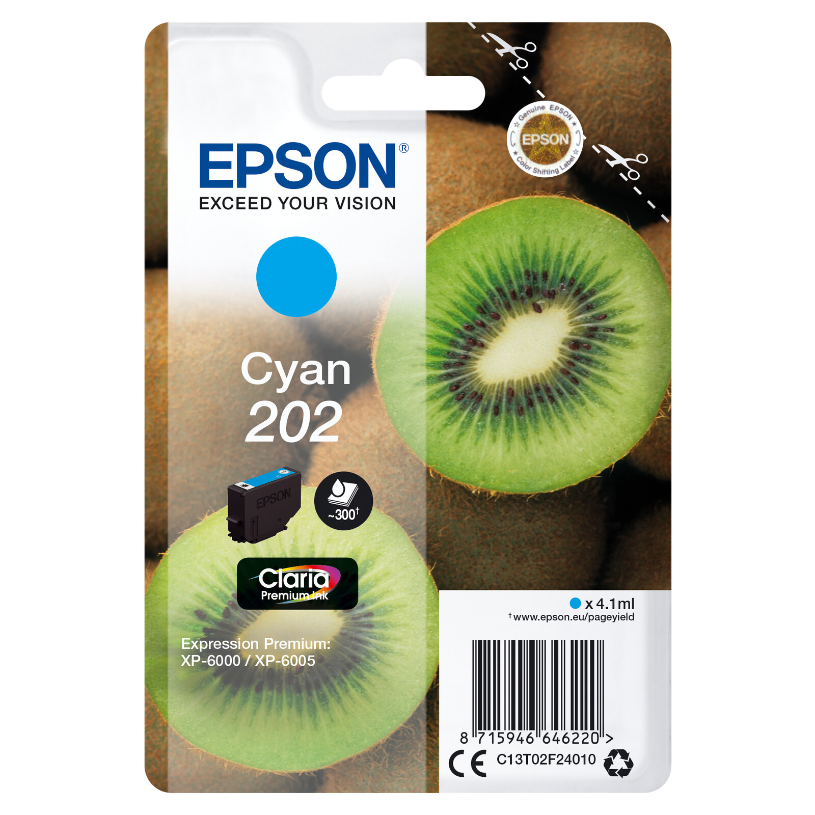 Epson 202 T02F2 Tinte Cyan 4,1ml