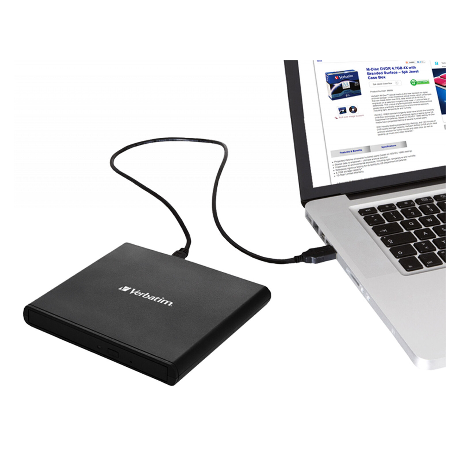 Verbatim externer CD/DVD Brenner USB 2.0 Slimline