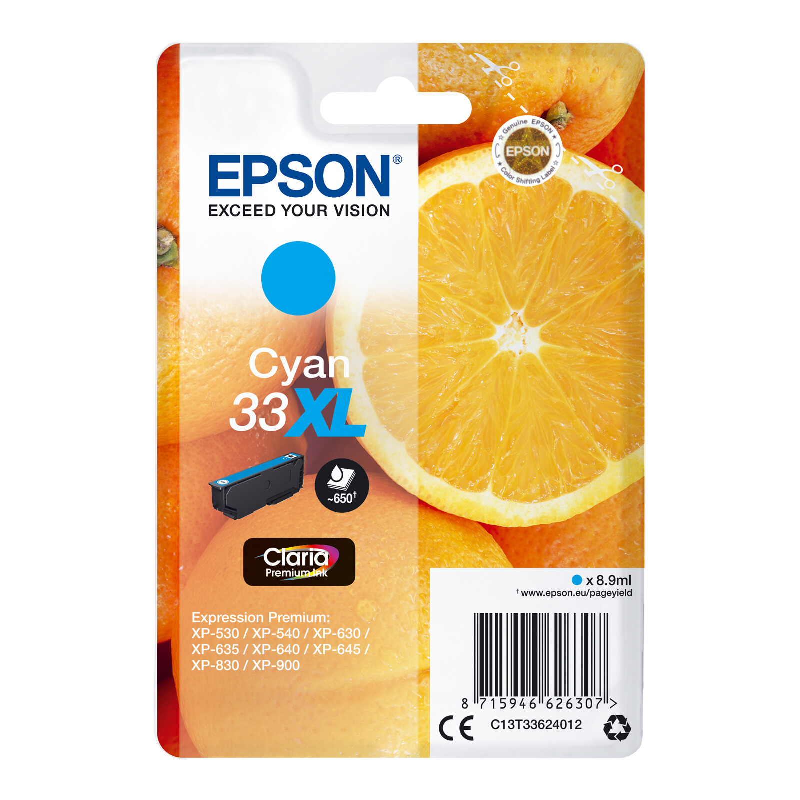 Epson 33XL T3362 Tinte Cyan 8,9ml