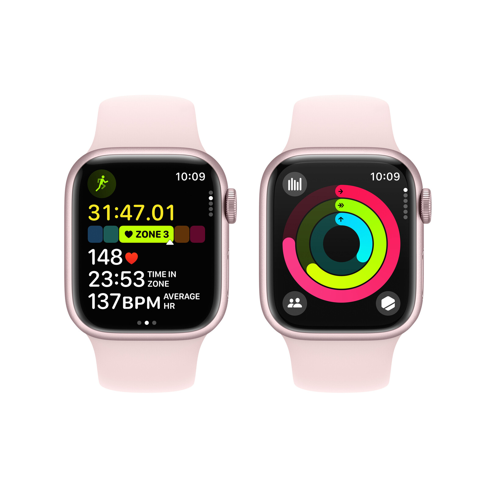 Apple Watch S9 GPS Alu ros&eacute; 41mm Sportband M/L hellrosa
