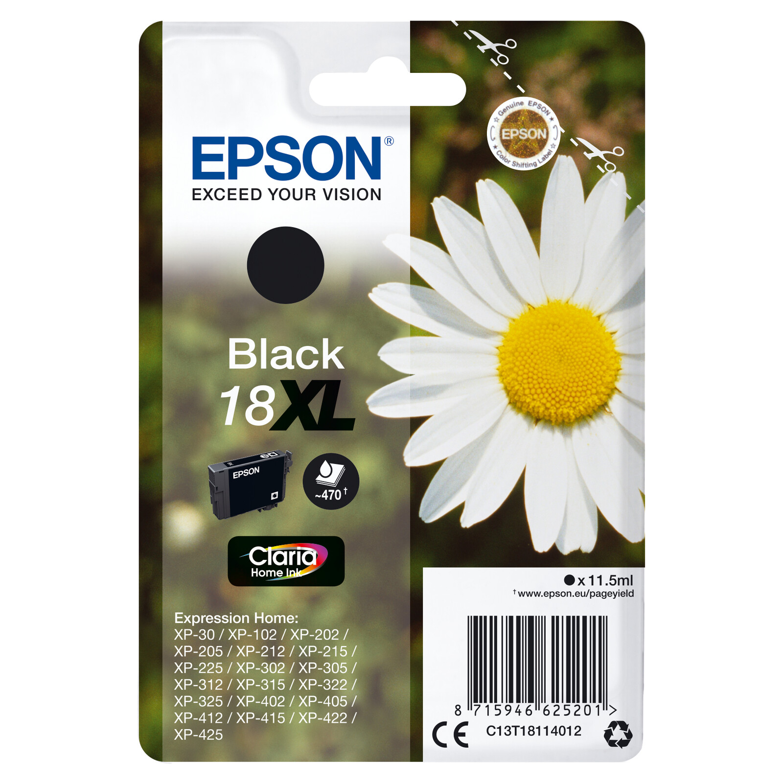 Epson 18XL T1811 Tinte Black 11,5ml