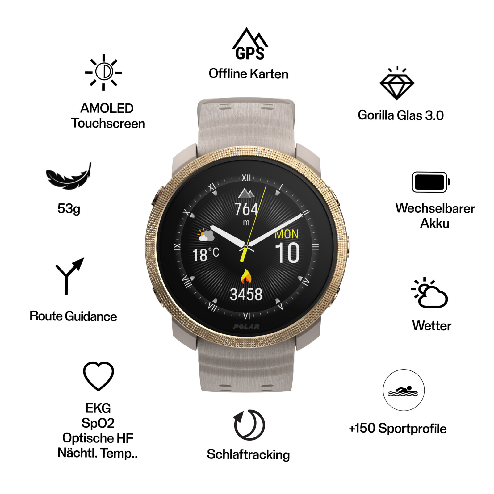 Polar Vantage M3 S-L grau/gold