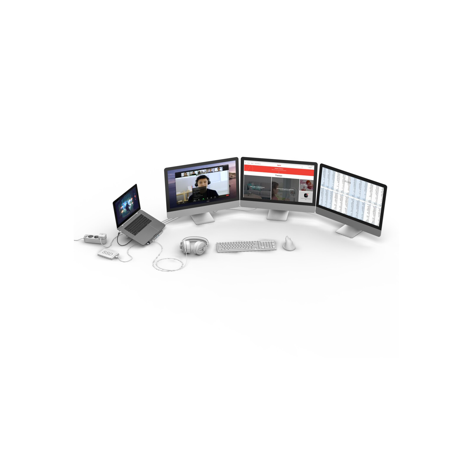 Hama USB-C Docking Station Connect2Office Stand 12 Ports