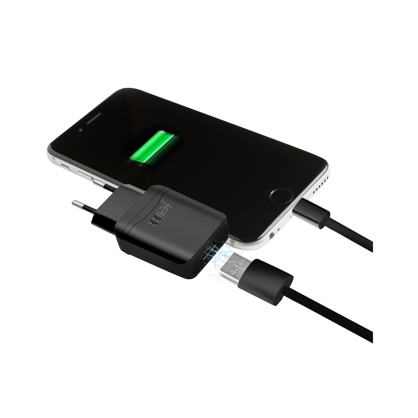 Felixx Reise-Schnellladegerät USB-A zu Micro-USB Kabel