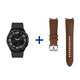 Samsung Galaxy Watch6 Classic 43mm black und Hybrid Leder Band braun