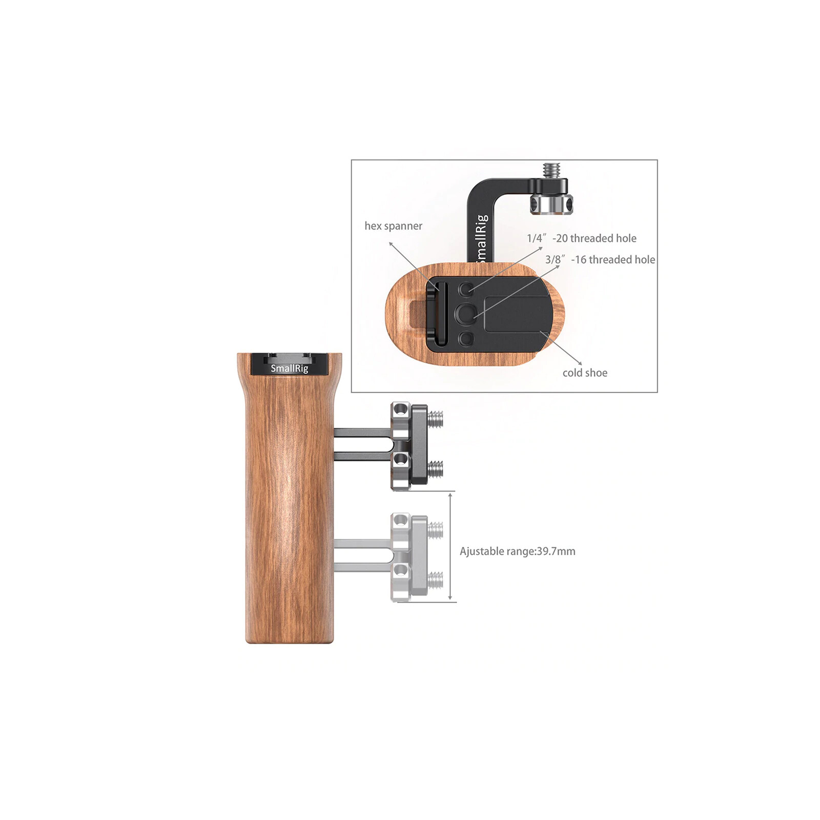 SmallRig HSN2093C Universaler Holzseitengriff 