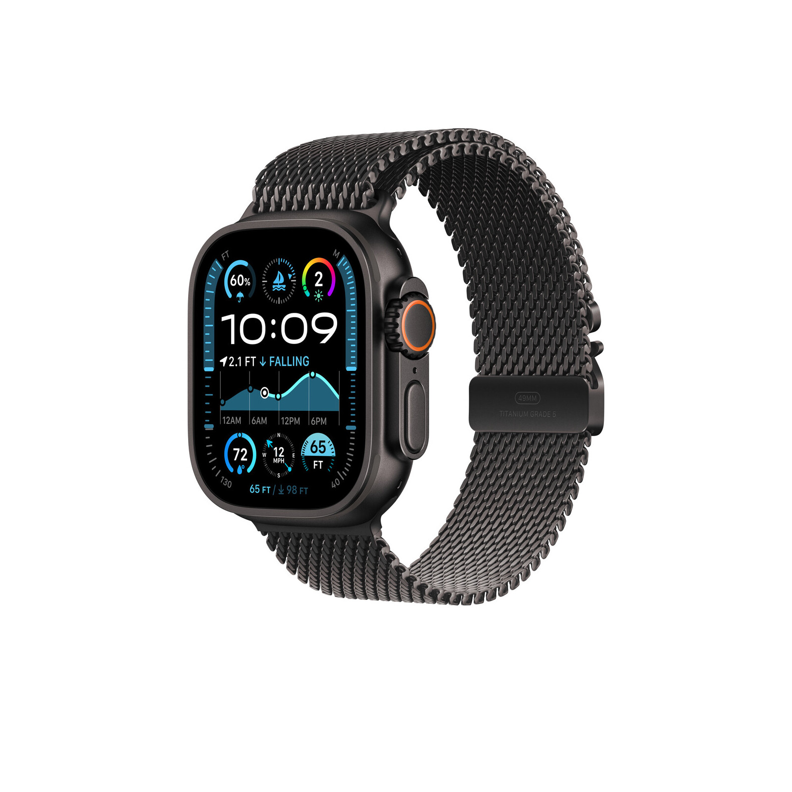 Apple Watch 49mm Milanaise Band L titan schwarz 