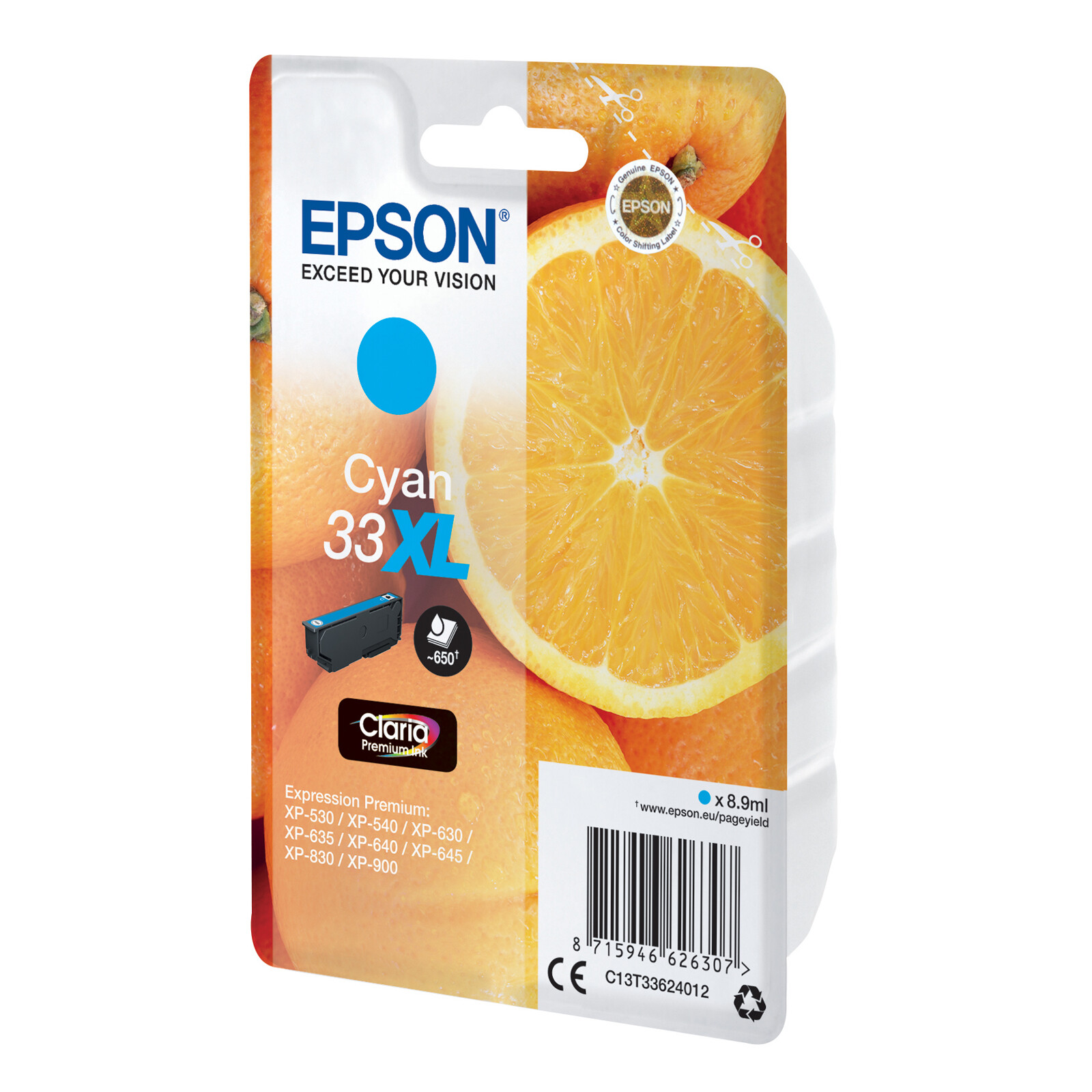 Epson 33XL T3362 Tinte Cyan 8,9ml