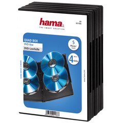 Hama 51186 DVD-Leerhülle Quad Box, 5er-Pack, Schwarz