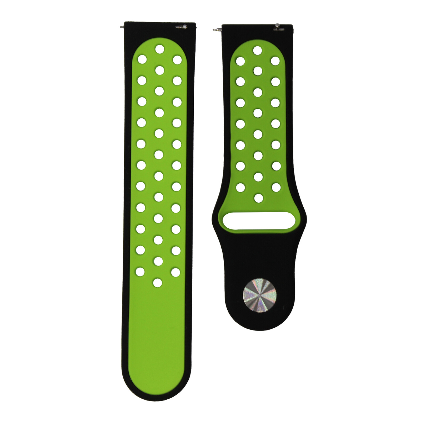 Mika Uhrenarmband Uni 22mm Silikon schwarz/gr&uuml;n