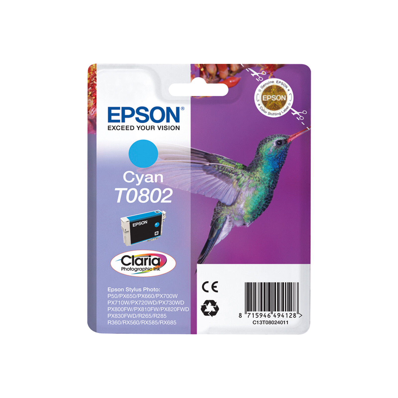 Epson T0802 Tinte Photo Cyan 7,4ml