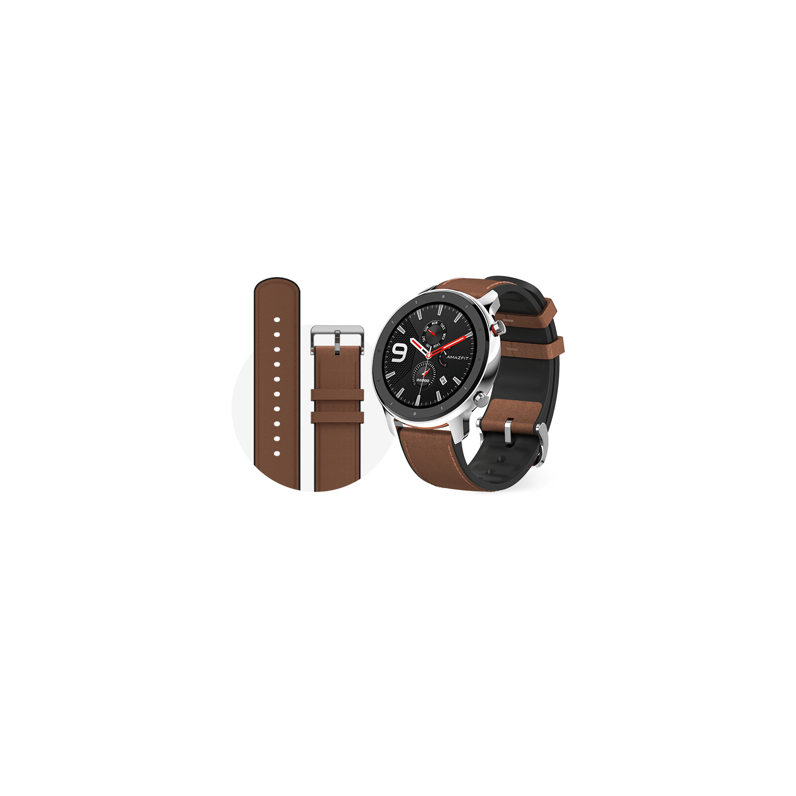 Huami Amazfit GTR 47mm Edelstahl mit Leder Armband