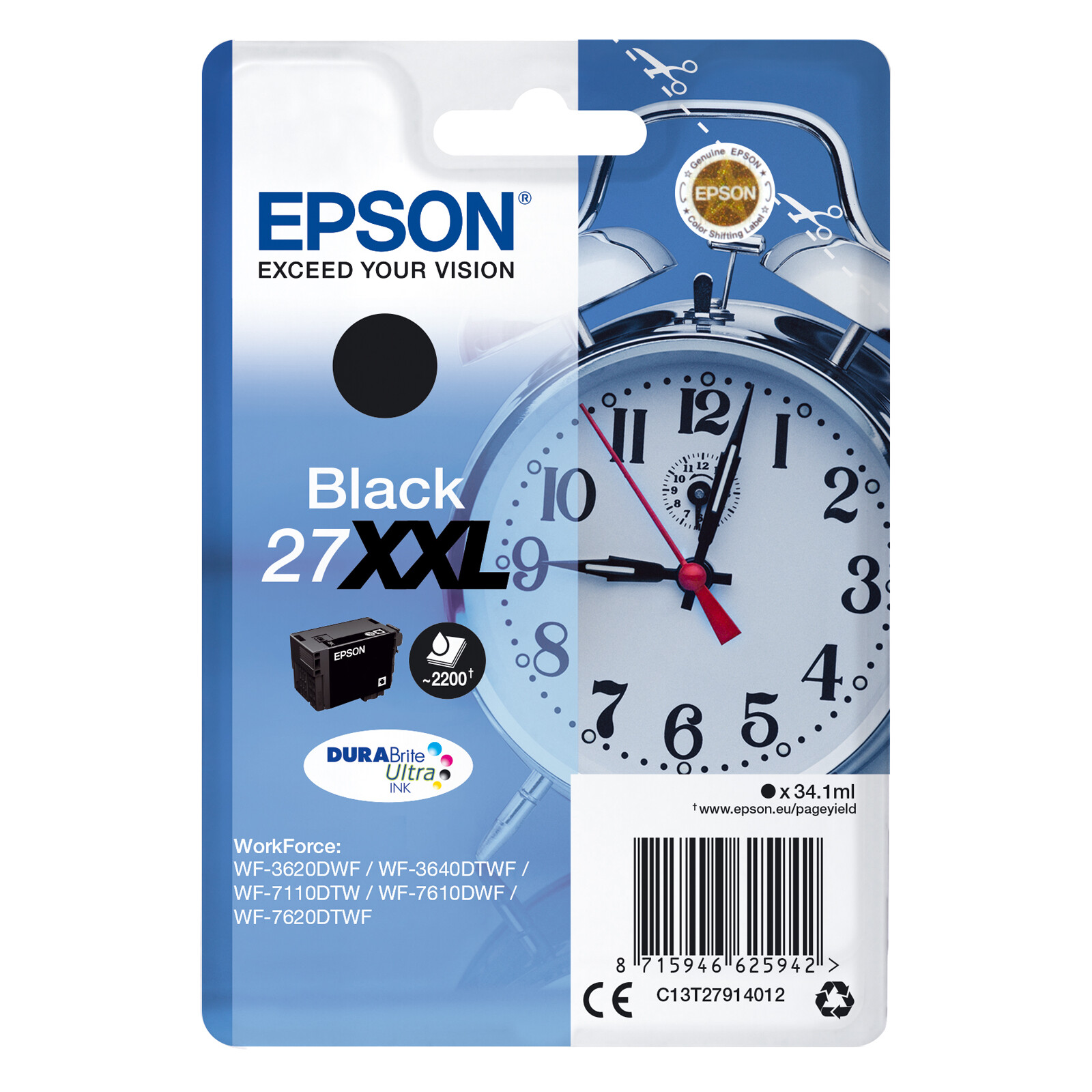 Epson 27XXL T2791 Tinte Black 34,1ml
