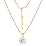 Edelstahlkette Gold Kristalle mit Anhänger Edelstahlkette Gold Kristalle mit Anhänger