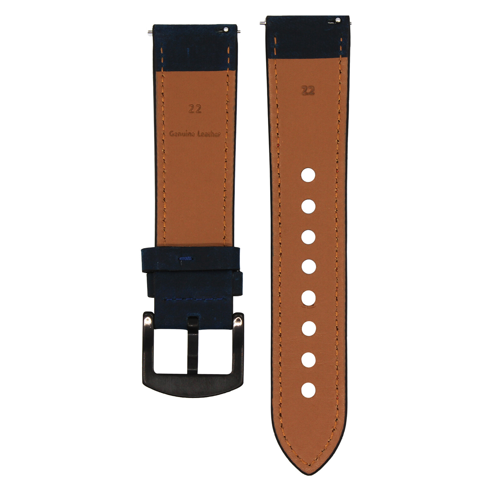 Mika Uhrenarmband Uni 22mm Echtleder blau