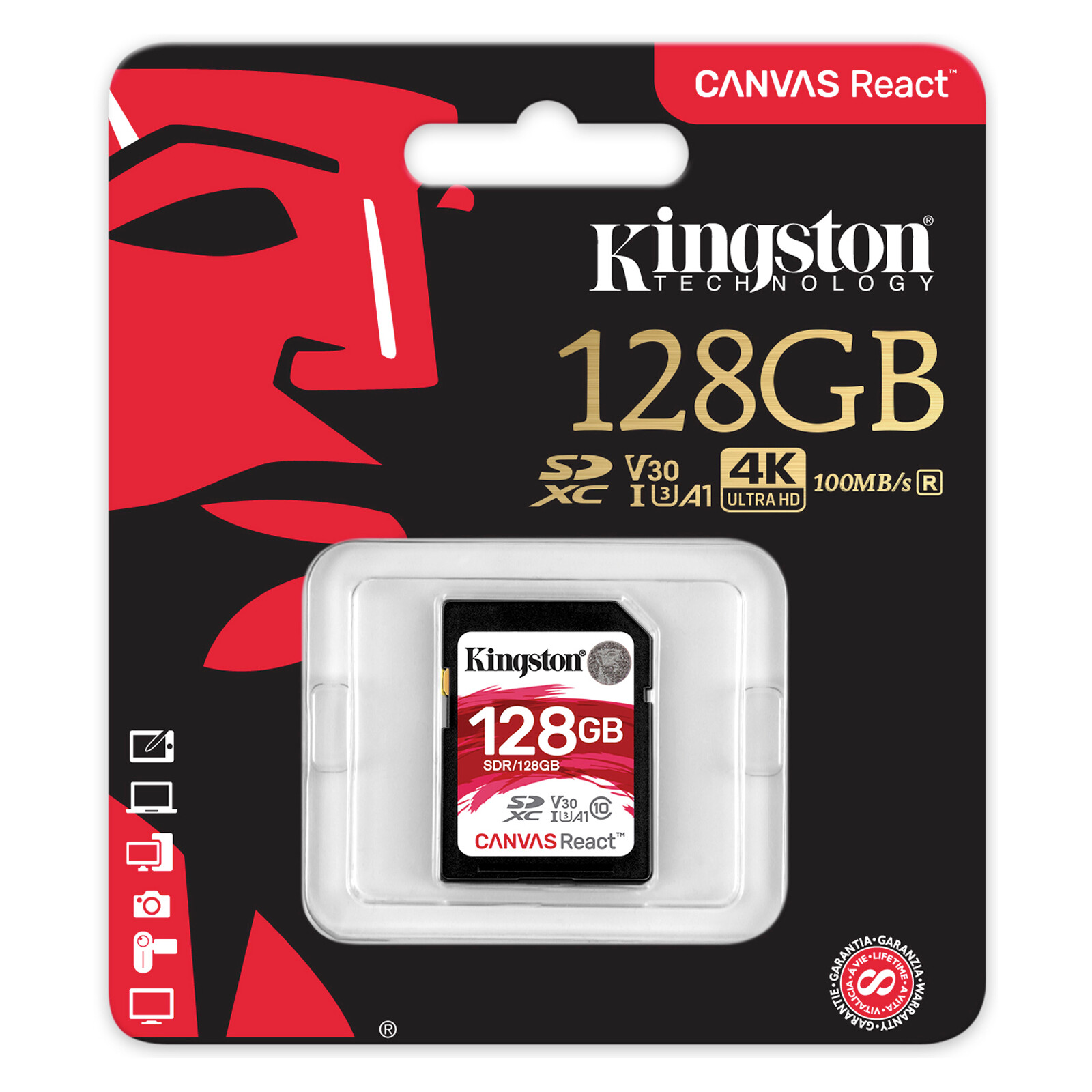 Kingston SDXC 128GB Canvas React 100MBs