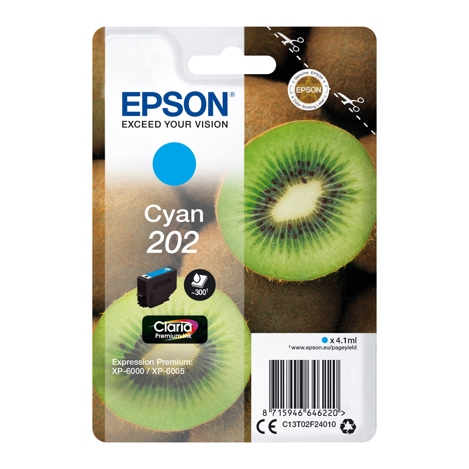 Epson 202 T02F2 Tinte Cyan 4,1ml