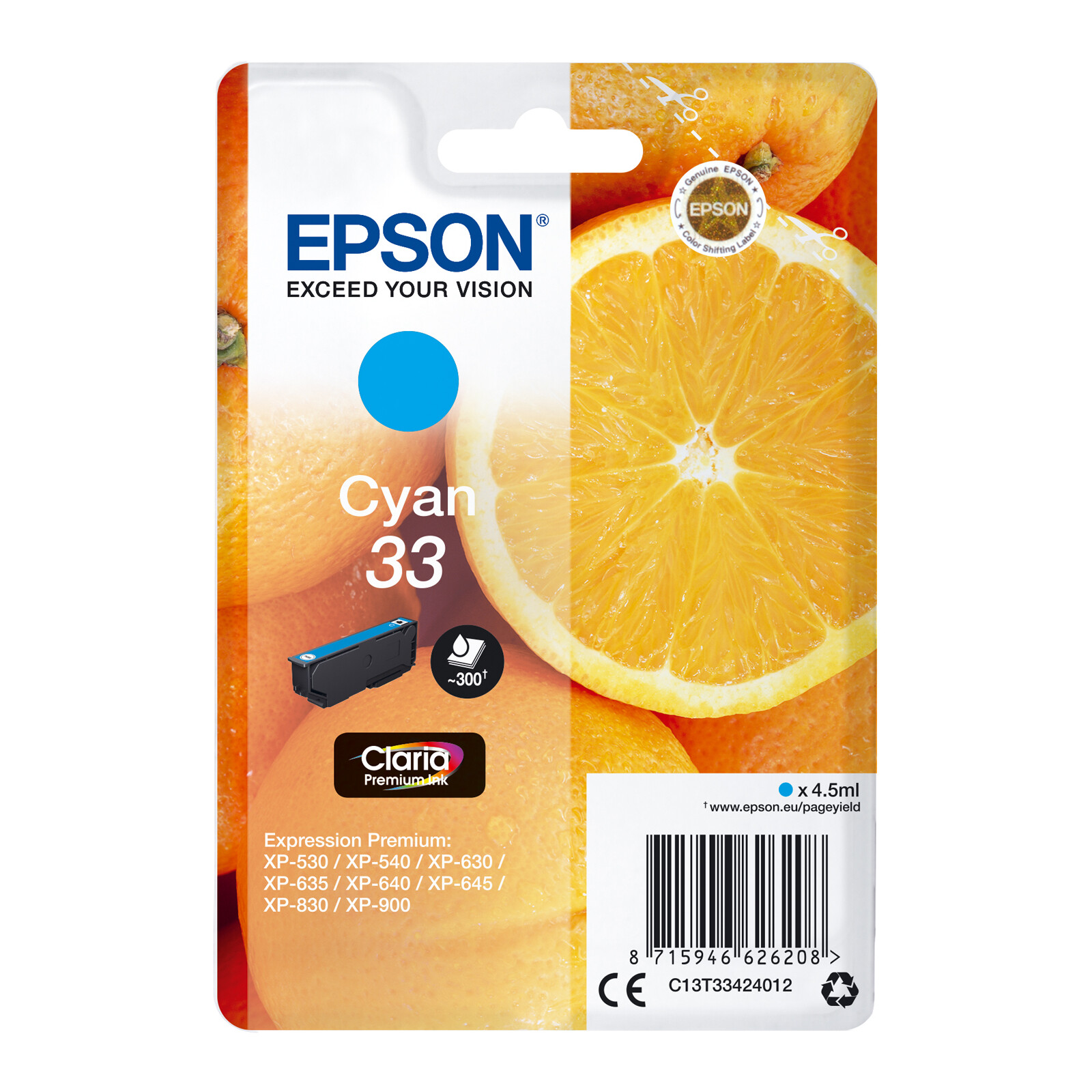 Epson 33 T3342 Tinte Cyan 4,5ml