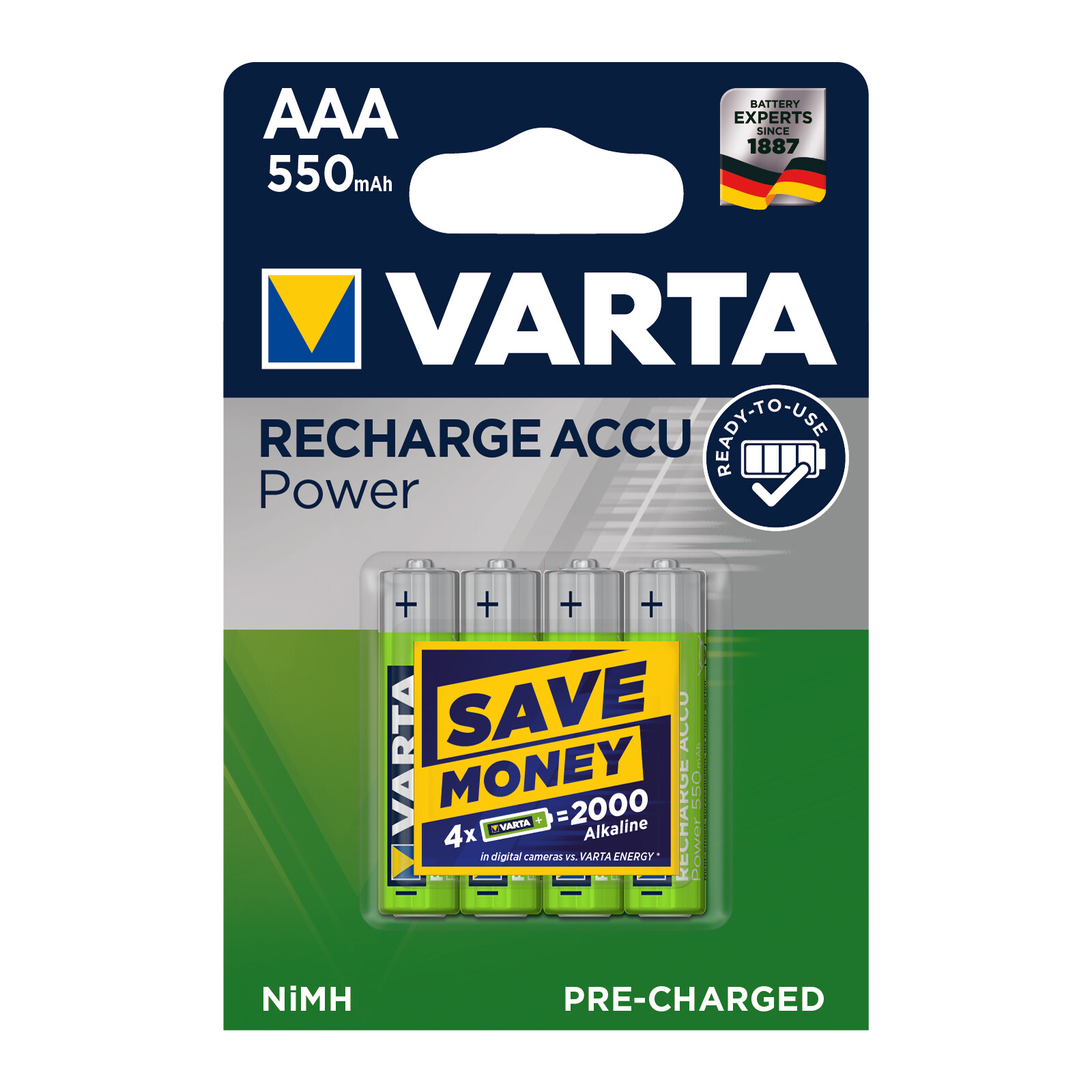 Varta 56743 AAA Recharge Accu Power 550mAh 4er