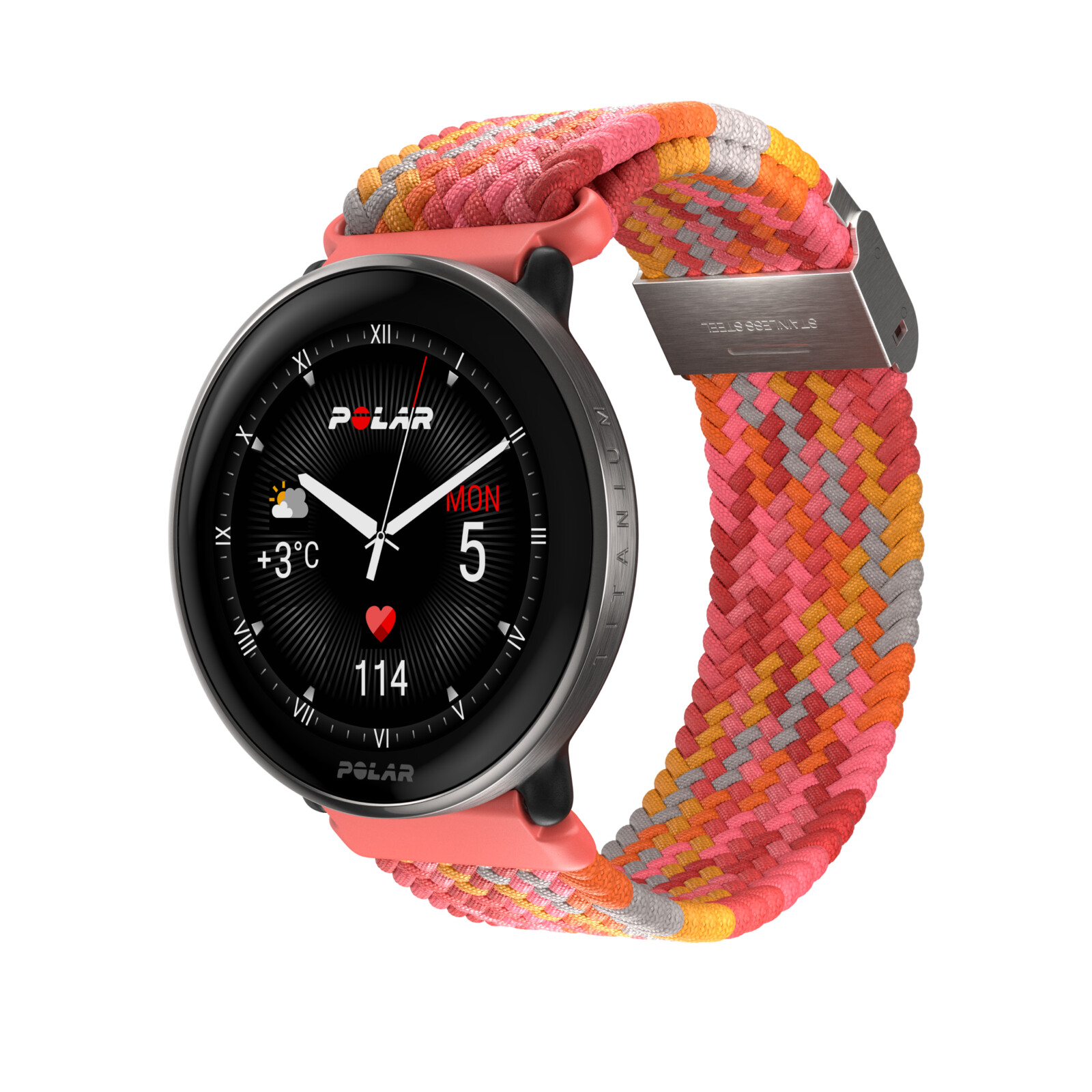 Polar Wechselband 20mm geflochten Garn rot S-L