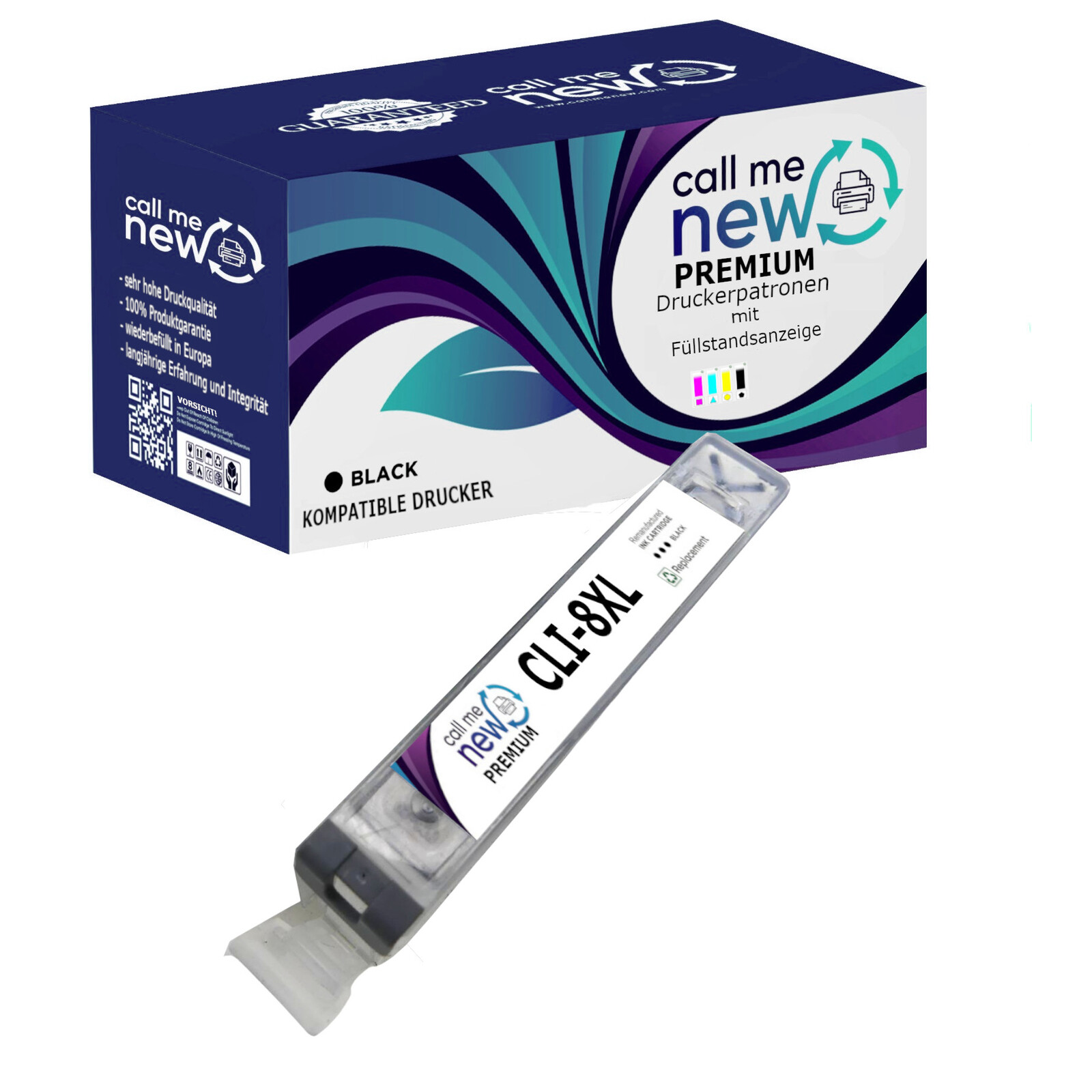 CMN Premium aufber.Tintenpatrone für Canon CLI-8 schwarz