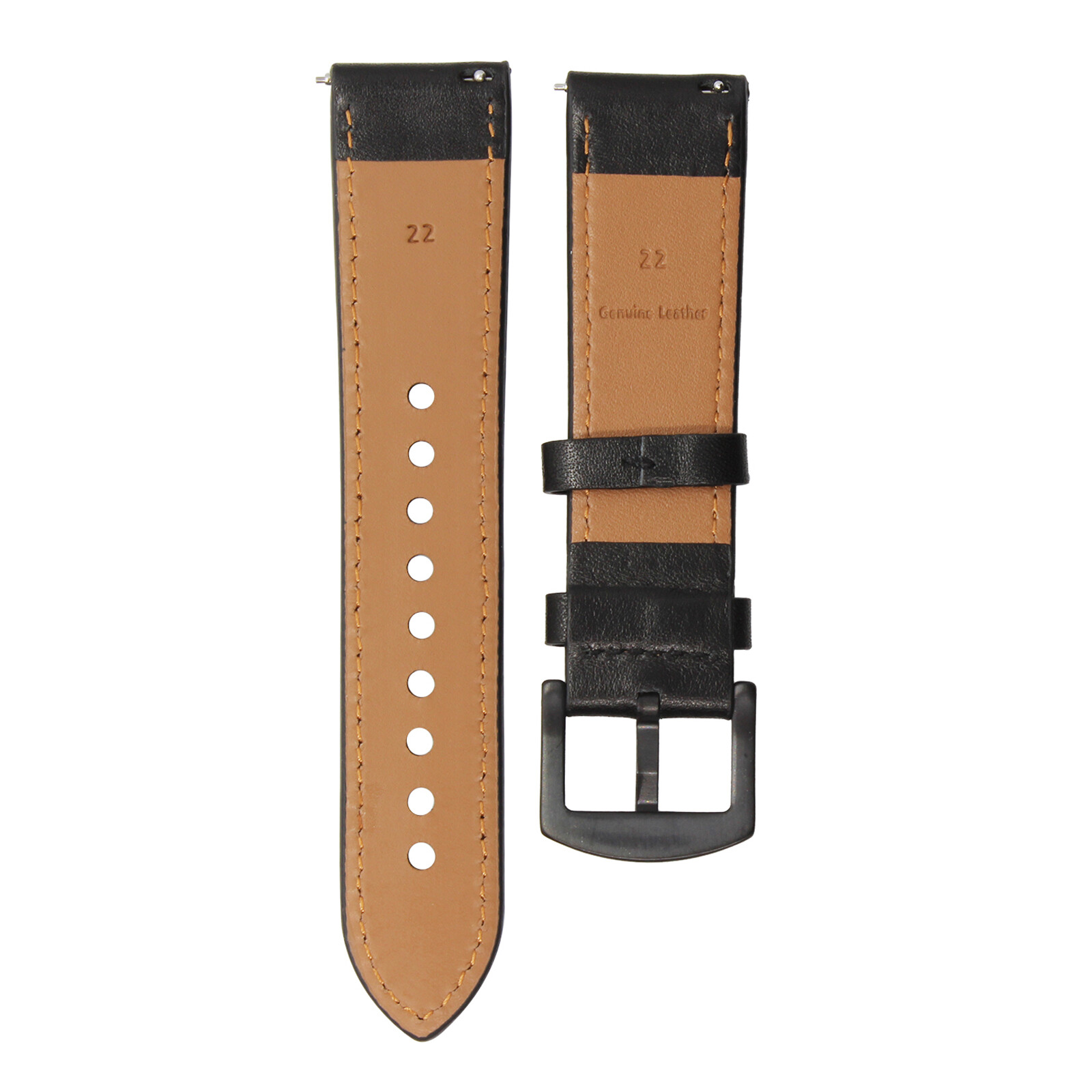 Mika Uhrenarmband Uni 22mm Echtleder schwarz