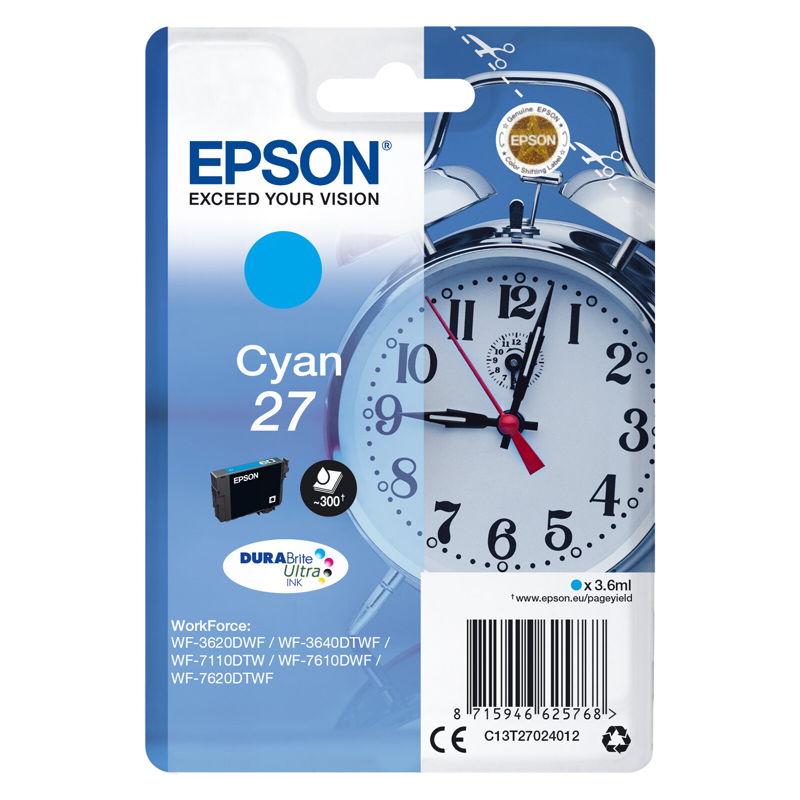 Epson 27 T2702 Tinte Cyan 3,6ml