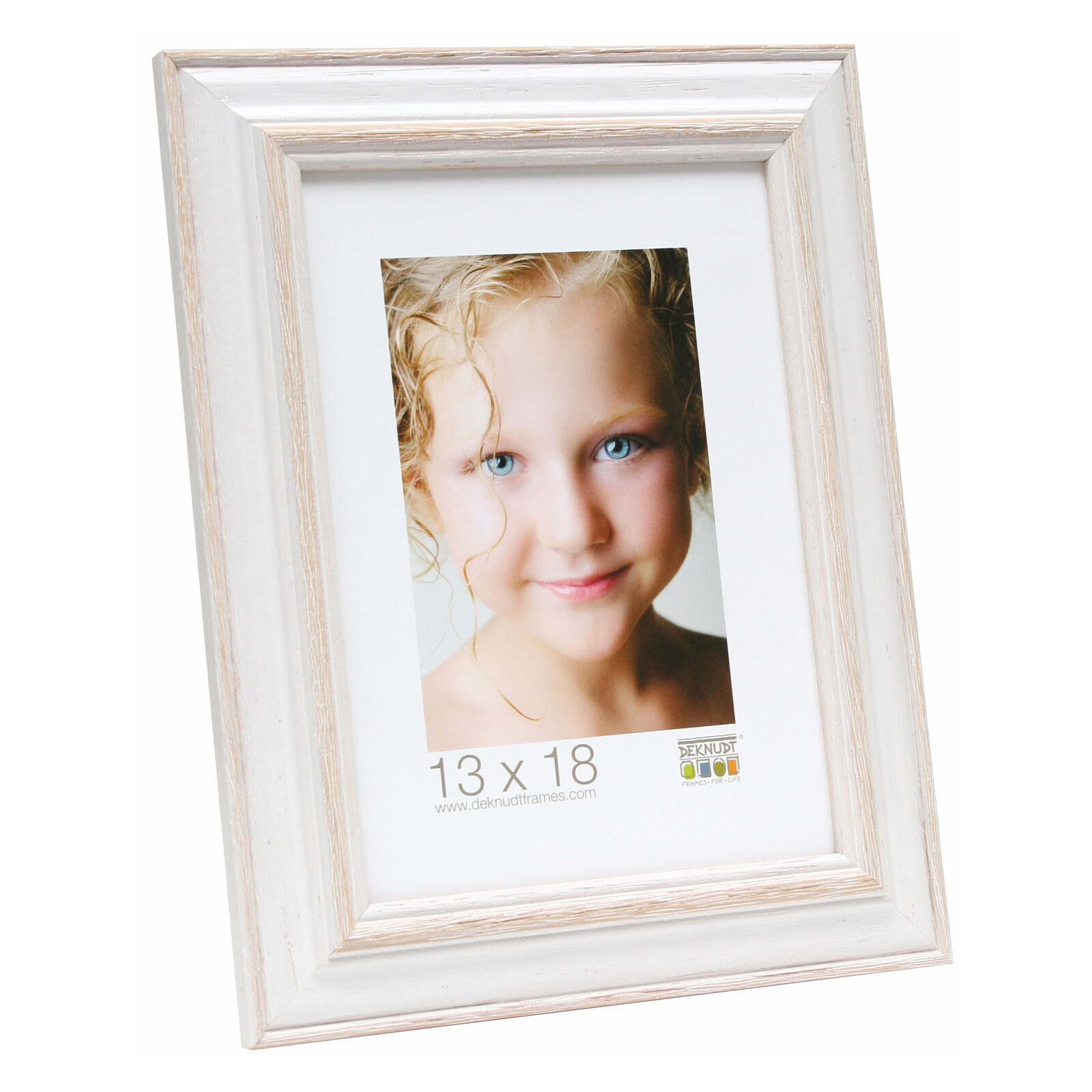 Bilderrahmen Deknudt 13x18cm Holz weiß/natur S221H1