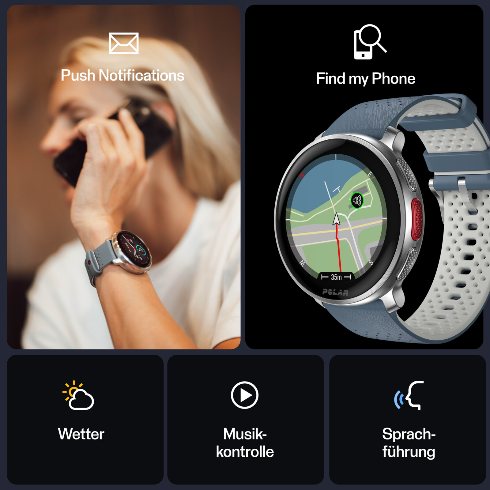 Polar Vantage V3 silver/blue S-L