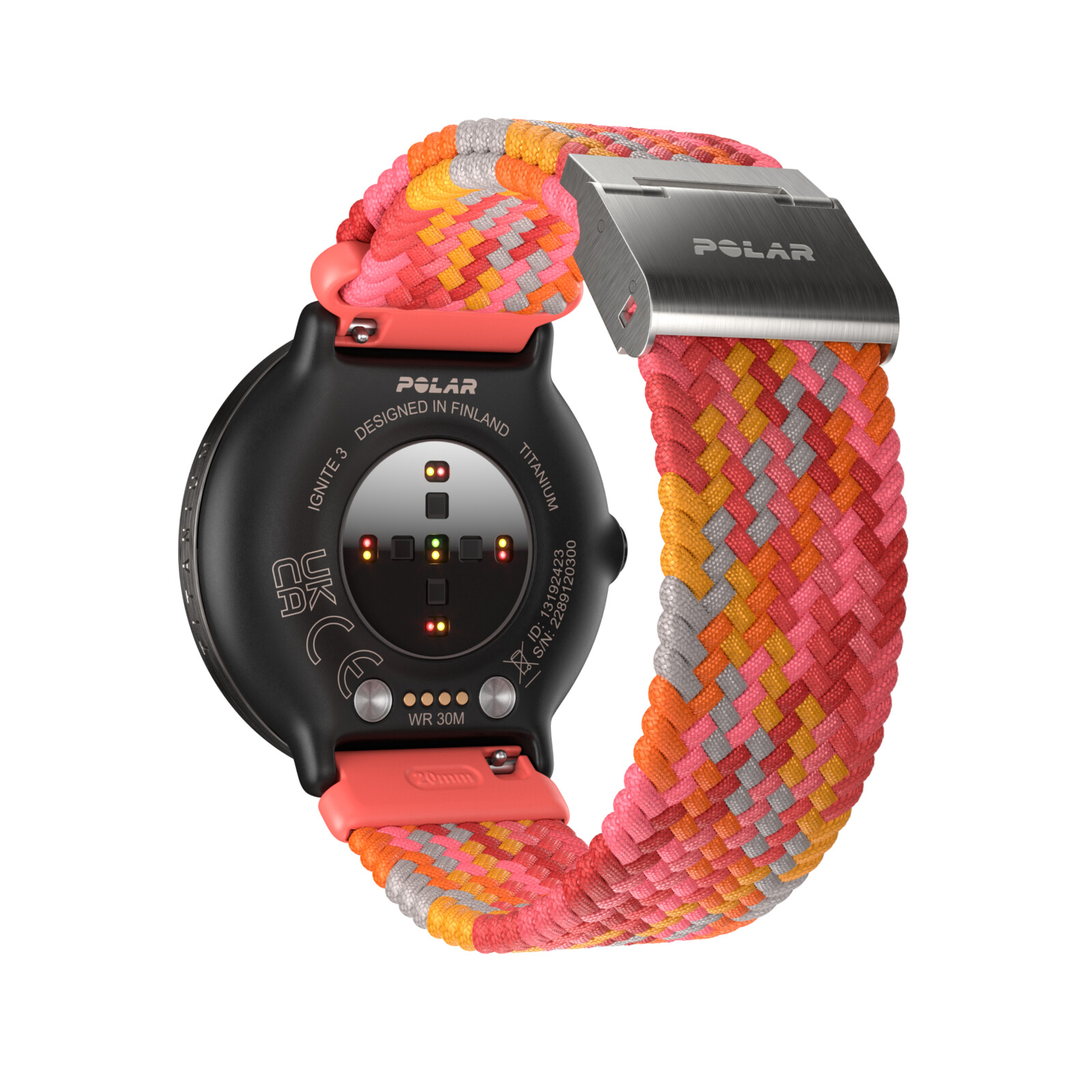 Polar Wechselband 20mm geflochten Garn rot S-L