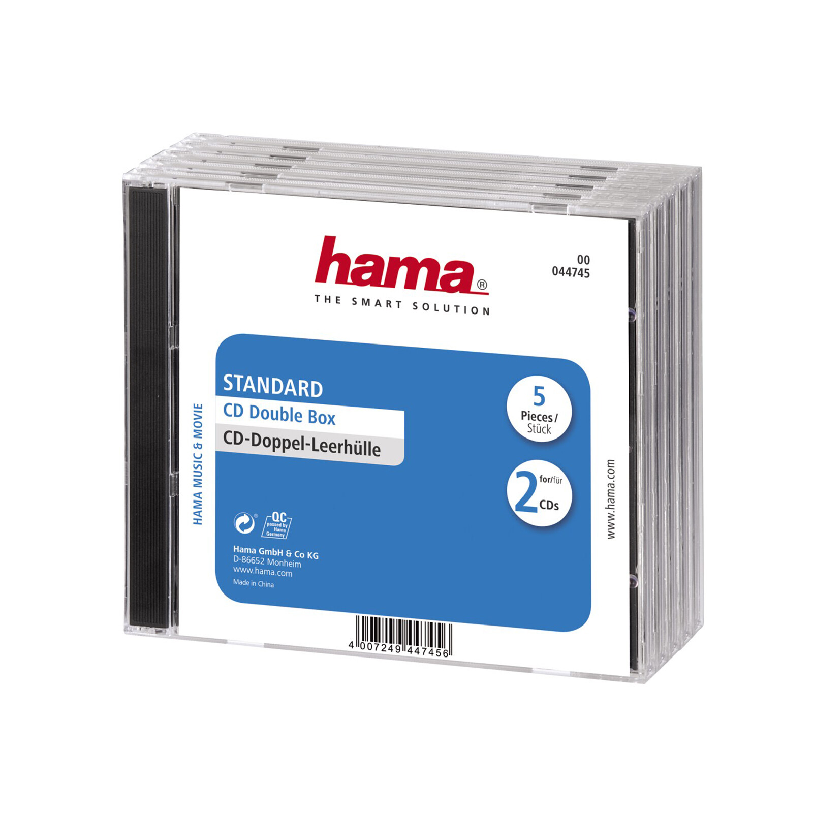 Hama 44745 CD Doppel Leerhülle 5er Transparent
