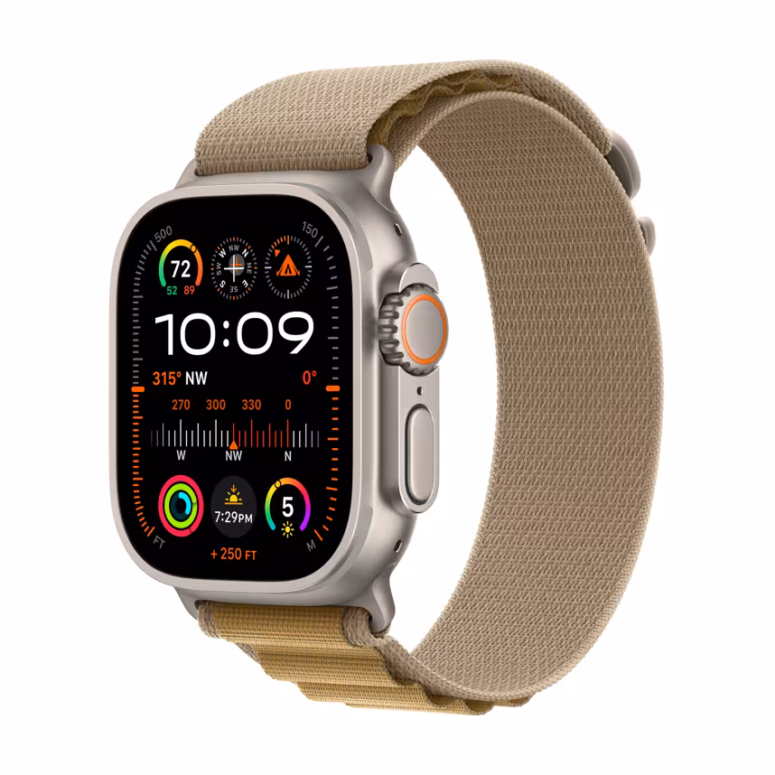 Apple Watch Ultra 2 LTE 49mm natural Titanium Case + tan M