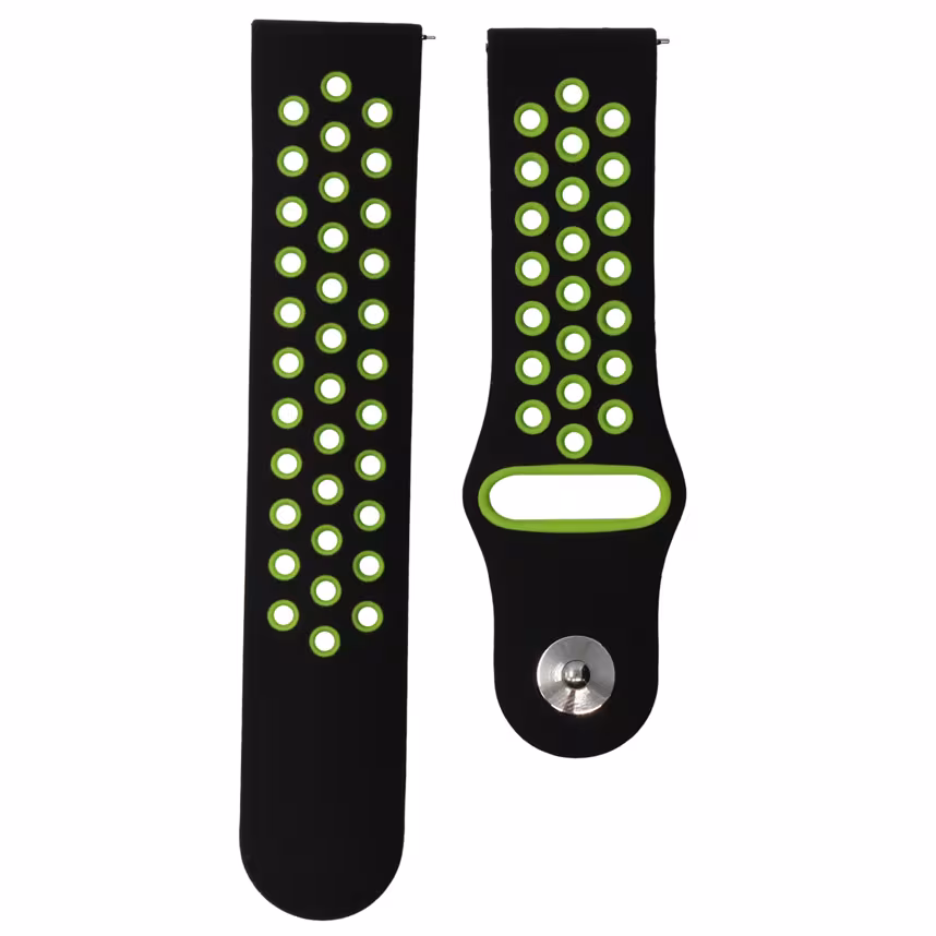 Mika Uhrenarmband Uni 22mm Silikon schwarz/gr&uuml;n
