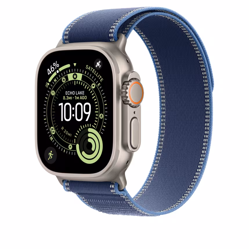 Apple Watch 49mm Blue/Bright Blue Trail Loop M/L natural Titan
