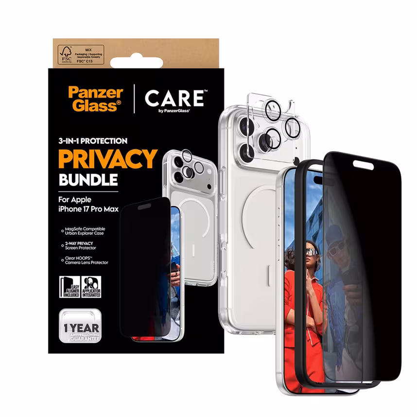 PanzerGlass CARE 3-in-1 Flagship Privacy iPhone 17 Pro Max